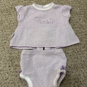 Lavender Knit Baby Set with Diaper Cover